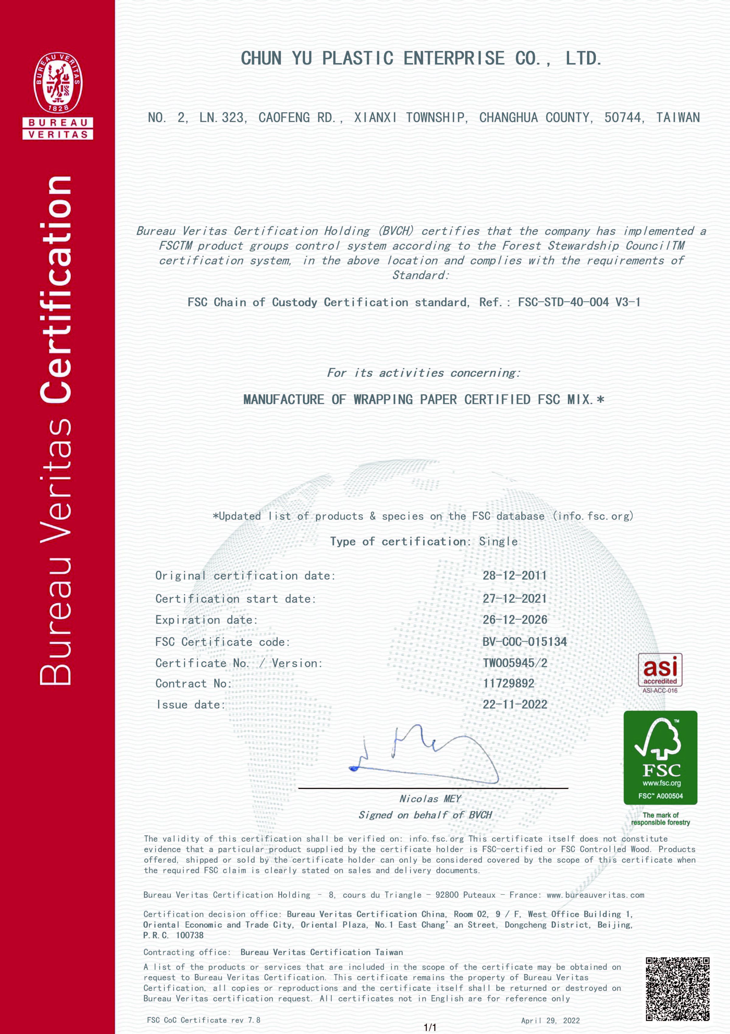 FSC certified (FSC™ C108999). Capable to supply gift wrapping paper made of FSC™-certified and other controlled material